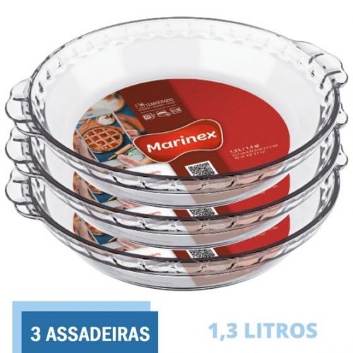 3 Travessas de Vidro Forma Filetada 1,3L Doces Torta Marinex – NADIR FIGUEREIDO