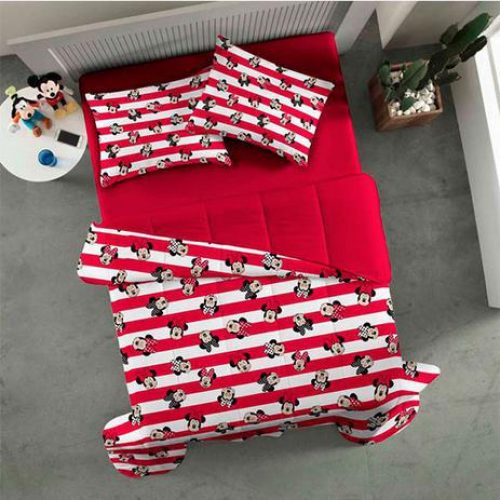 Edredom Casal Portallar Malha Dupla Face Disney Minnie Poa Vermelho