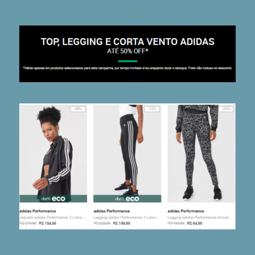 Top, Legging e Windbreak: Adidas (Training Women Revolution): até 50% OFF