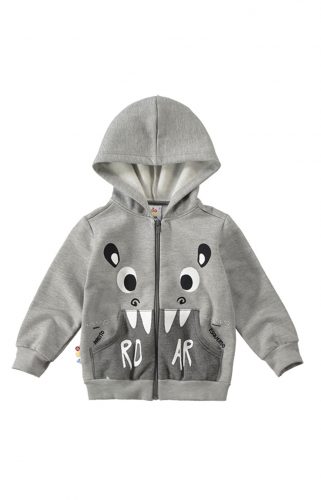 JAQUETA MOLETOM ESTAMPADO SUSTENTÁVEL MENINO ZIG ZIG ZAA CINZA