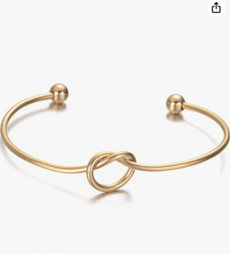 Pulseira Feminina Bracelete Nó Coração Jóia Luxo Puro Charme Dourada