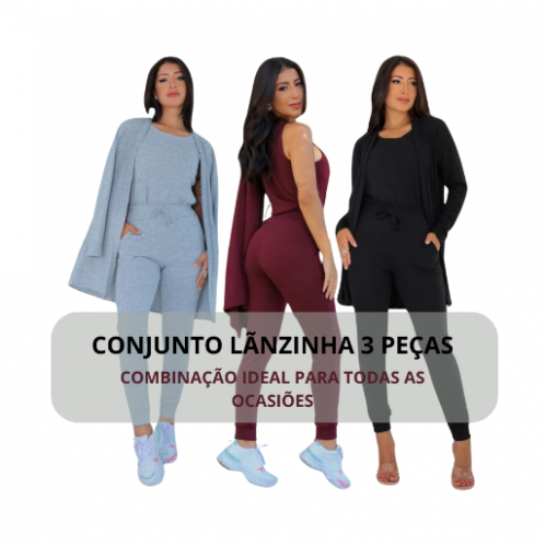 Conjunto Feminino de Frio Tecido Lanzinha (3) Peças Outono/Inverno