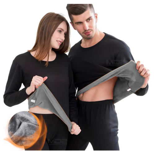 Conjunto Segunda Pele Térmica Flanelado Frio Intenso Preto masculino feminino
