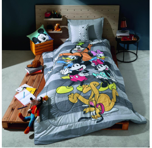 Edredom Plush Micro Percal Solteiro Turma do Mickey