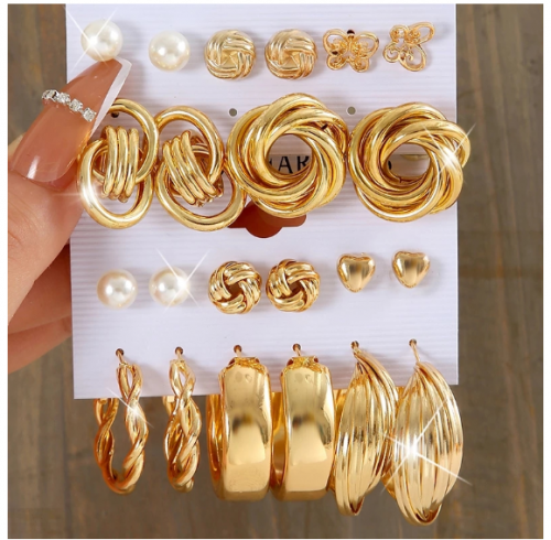 Brinco Retrô Ouro Argola Conjunto Coração Borboleta Hipoalergênico Pérola Brincos Para Mulheres Joia Acessórios de halloween