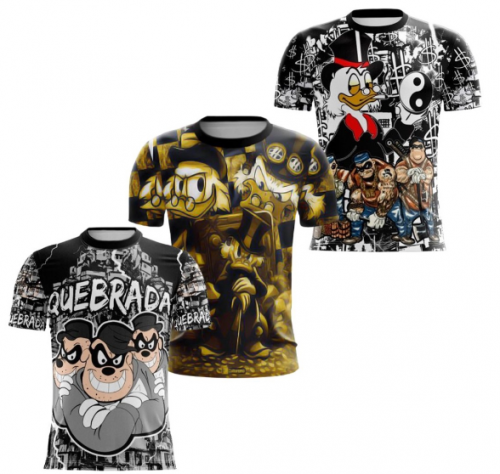 kit 3 camisa de quebrada favela Qb 22 tio patinhas irmãos metralha cores variadas.
