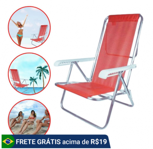 Cadeira de Praia Reclinável 8 Posições Praia Piscina Verão Confortável Camping