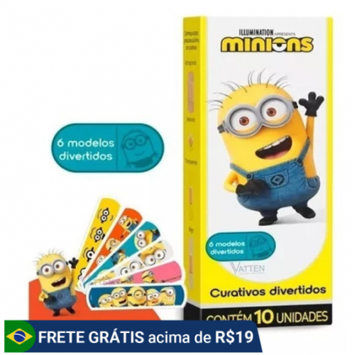 Band-aid Infantil 6 Moledos Cx Com 10und Curativo Machucado Melhor Qualidade Minions Meu Malvado Favorito Amigável