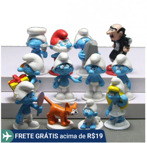 12pcs/kit Smurfs Miniaturas Figuras Anime Smurfette Gardgamel Azrael Brinquedos Infantis De Gato
