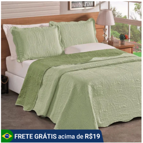 Kit Colcha Cobre Leito Casal Dupla Face 3 Peças