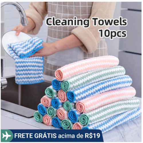 10 Unid . Panos De Limpeza De Bancada De Trabalho De Cozinha , Prato Macios E Absorventes Lenços Domésticos De Secagem Rápida , Para Banheiro , Viagem , Dormitório , 9,8×9,8 Polegadas , Acessórios