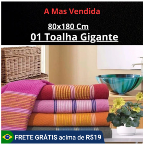 Toalha Banhão 80×180 Cm Gigante A Maior Do Brasil Grande Absorção Grossa Banho Praia Piscina Lar Casa 100% Algodão