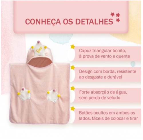 Toalha de Banho Infantil Toalha de Banho Vestível Absorvente e de Secagem Rápida para Crianças Toalha de Banho Super Macia para Banheiro Quarto –RISOVIT FTB2032
