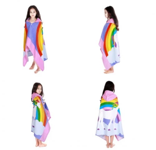 Toalha De Banho De Praia Com Capuz Para Crianças Meninos Meninas 3 12 Anos , oversize extra Size76x127cm