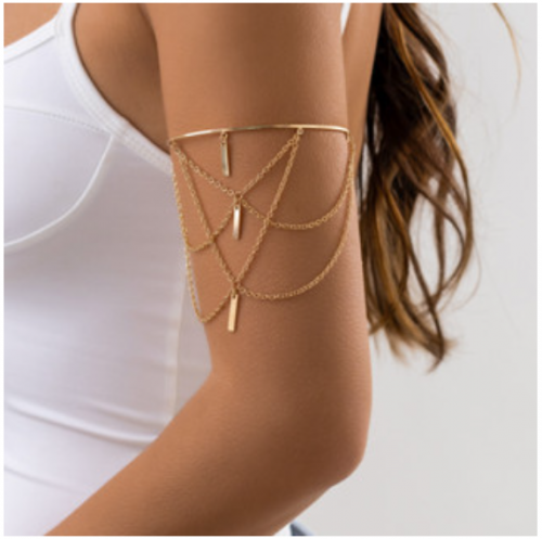 Corrente De Borlas Em Camadas Com Pingente De Bastão Pulseira De Braço Superior Para Mulheres Verão Encanto Aberto Bangle Bracelet Acessórios No 2024 Fashion Jewelry Female Gifts