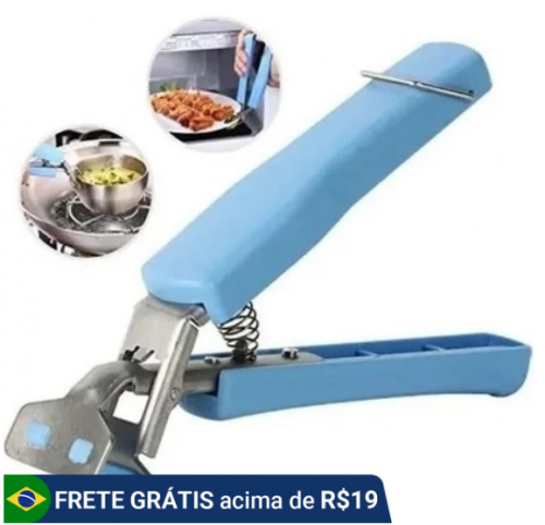 Pinça Pegador De Assadeiras 17cm x 03cm x 04cm. Formas Tigelas Quentes Com Trava Utensilio De Cozinha Multiuso Universal