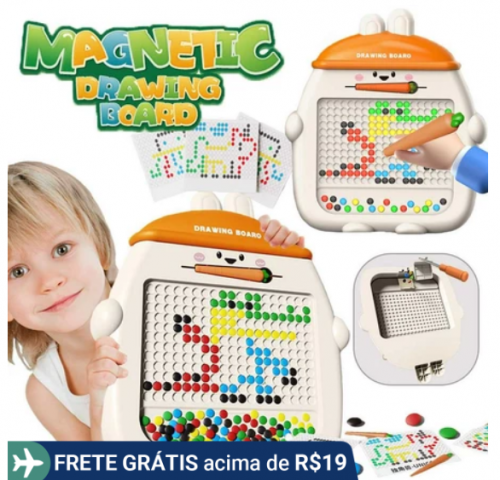 Tábua De Desenho Magnético Brinquedos Educacionais Para Crianças De 3 7 Anos De Idade , Escrita Com Caneta Magnética E Contas De Pontos Magpad