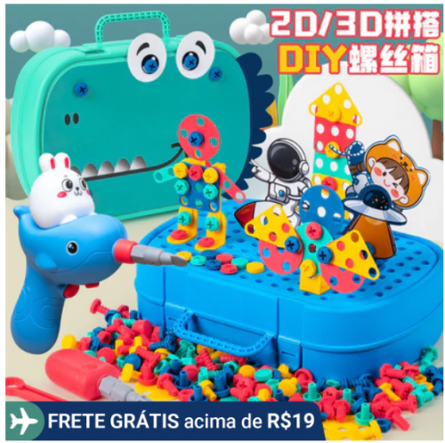 Caixa de ferramentas de desmontagem de inteligência para crianças Caixa de ferramentas de montagem de parafuso Toy Boy Furadeira elétrica Baby Hands-on Assembly Gift