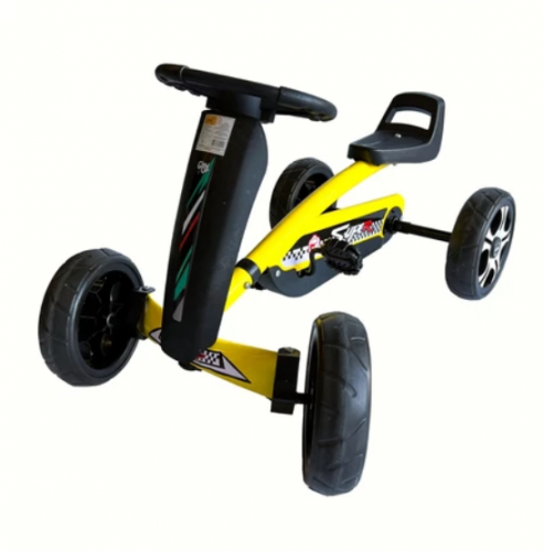 Brinquedo Mini Quadriciclo De Ferro A Pedal Colorido Kart Infantil Com Volante e Banco
