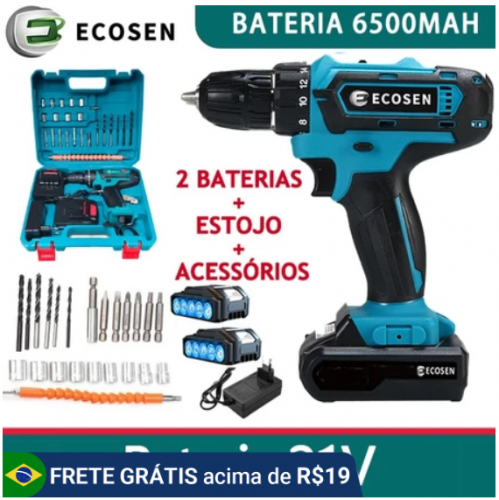 Parafusadeira/Furadeira 21V C/ Kit Maleta COM DUAS BATERIAS 1 6500MAH