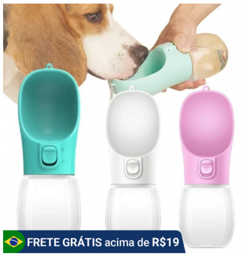 Garrafa de Água para Passeio Portátil para Cachorro ou Gato Bebedouro Pet 350ml