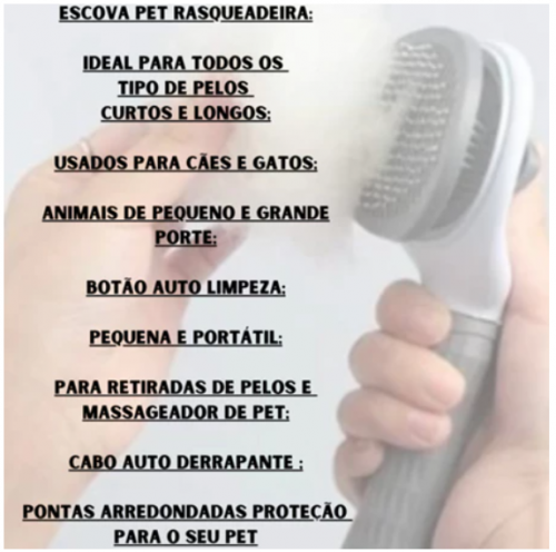 ESCOVA TIRA PELO PET MASSAGEADORA ESCOVA DE CACHORRO E GATO PARA TIRAR PELOS DE ANIMAL DE ESTIMAÇÃO