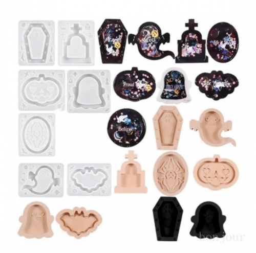 Molde Silicone Durável , Abóboras Halloween , Lápides Caixões , Areia Movediça Tema Para Pingente Chaveiro