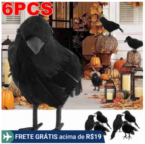 Simulação Fake Black Crow Realistic Halloween Model Decoração De Casa Animal Brinquedos Assustadores Leves