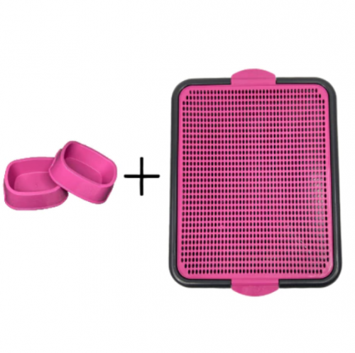 Kit Sanitário Canino Xixi Educador Pet + Comedouro Cachorro Gato