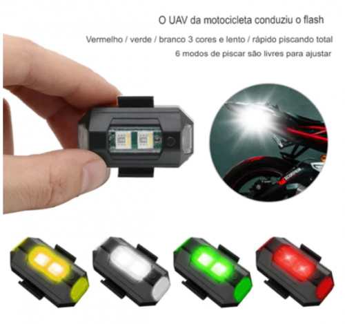 Pisca Alerta Luz De Sinalizador Para Bicicleta Motocicleta Drone LED 7 Cores Recarrevel USB