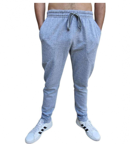 Calça Moletom Masculina Felpada Básica Cós Elástico Cadarço Cinza