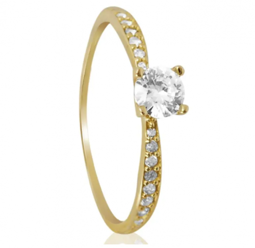Anel de Noivado Solitário em Ouro 10K com Zircônia – AN21505