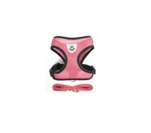 Coleira Colete Pet Peitoral Respirável Com Guia Ajustável Para Cães E Gatos (L (G), Rosa)