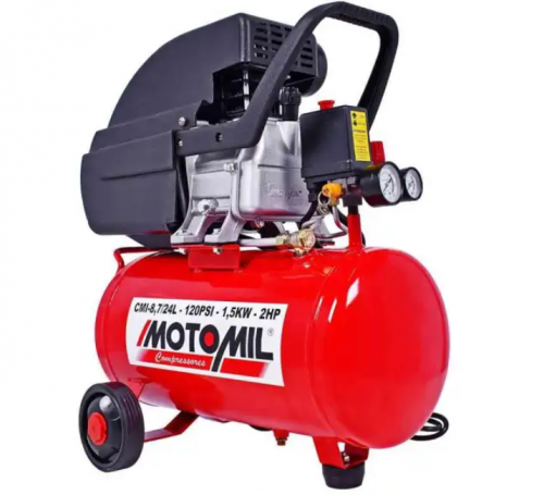 Moto Compressor de Ar 8,7 PÉS 24 Litros com Óleo CMI-8,7/24 MOTOMIL