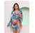 Saida de Praia Curta Estampada Tule Arrastão Babados Kimono Cardigã Vestido Floral Chic Luxo Verão