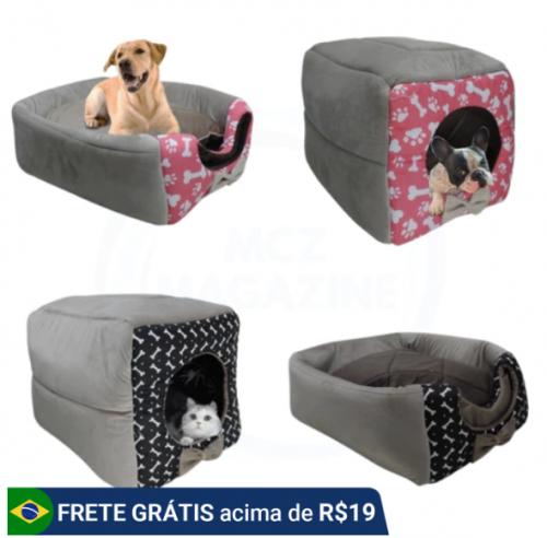 Cama Toca Iglu 3 em 1 para Cachorro e Gato Caminha Pet FRETE GRATIS