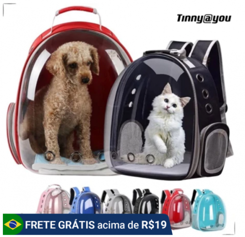 Mochila Bolsa Pet Visão Panorâmica Astronauta Color Gato Ou Cachorro TINNY YOU