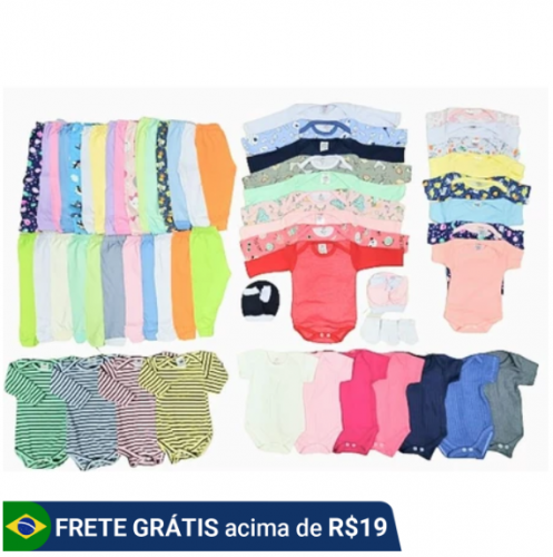 kit 15 peças enxoval Algodão bebê menino e menina Algodão.