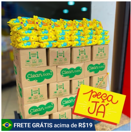 Caixa 12 Pacotes Toalhas Umedecidas Clean Baby com 100 cada
