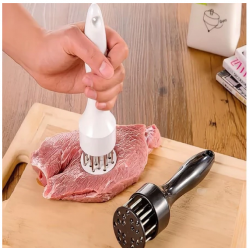1 peça Amaciador Batedor de Carne Bife Com Furador Manual Aço Inox Cor Aleatório