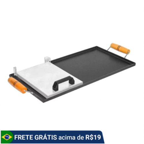 Chapa de Hambúrguer para Fogão com Cabo de Madeira + Prensa