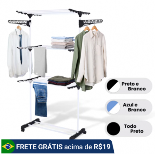 Varal De Chão Roupa Calcinha Grade 3 Andares Dobrável Portátil