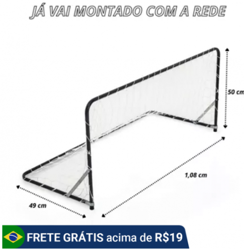Trave Gol de Futebol de Ferro 1,08 x 50 cm com redes SAGTOYS