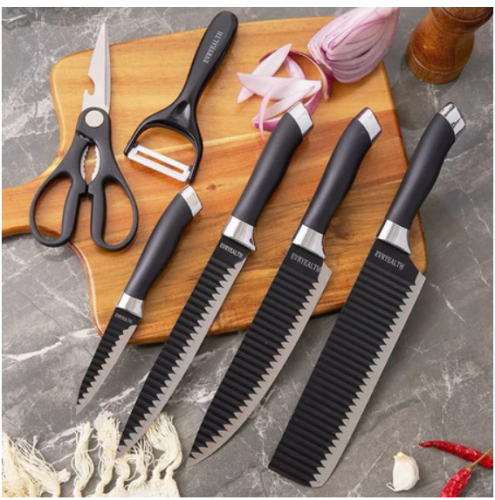 Kit De 6 Facas Churrasco Cozinha Profissional Antiaderente