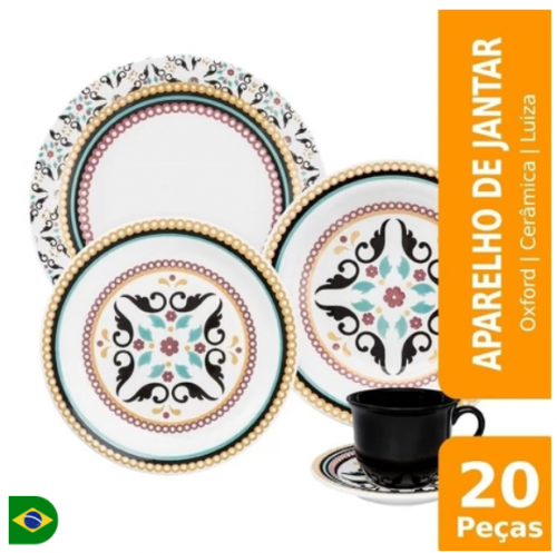 Aparelho de Jantar/Chá Oxford Luiza | Cerâmica, 20 Peças