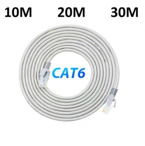 Cabo de Rede RJ45 Cat6 Alta Velocidade para Internet – Disponível em 10M 20M 30M (Interno/Externo)
