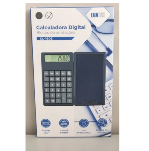 Calculadora Digital com Blocos de Anotações/Calculadora KL-1603 da LUATEK Branco ou Preto