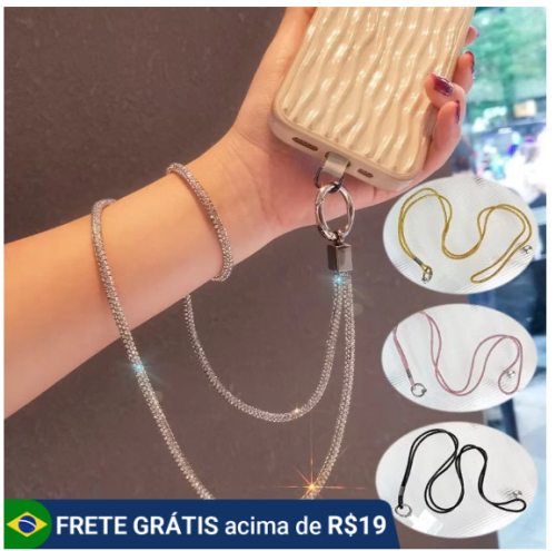 Cordão Brilhante Para Celular Com Strass Corrente Acessórios