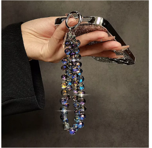 Sense Corrente de Cristal Luxo com Contas Anti-Perda para Telefone Celular Portátil