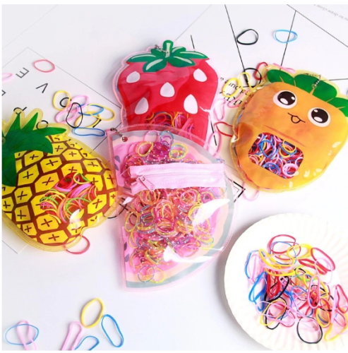 Pacote com 120 Elastico de cabelo Com Bolsa borrachinha/liguinha rabico de cabelo silicone infantil